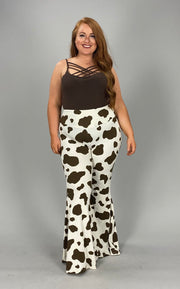 BT-S {One Time Deal} Bone Cow Print Yoga Flare Pants PLUS SIZE 1X 2X 3X