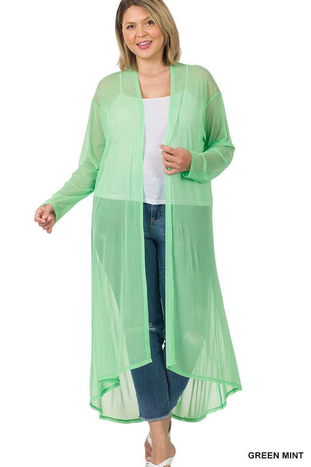 LD-G {New Chapters} Green Mint Sheer Mesh Duster PLUS SIZE XL 2X 3X