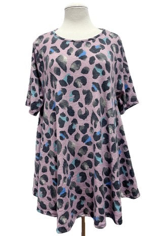 26 PSS-F {Lesson To Teach} Purple Animal Print Top EXTENDED PLUS SIZE 3X 4X 5X