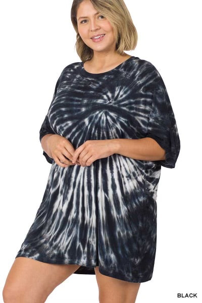 75 PSS-V {Shot In The Dark} Black Tie Dye Top PLUS SIZE 1X 2X 3X