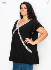 76 CP-C {From One Curvy To Another} Black V-Neck Top ***SALE***CURVY BRAND!!!  EXTENDED PLUS SIZE 3X 4X 5X 6X