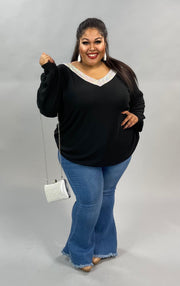 13 SD-A {Va Va Voom} Black Sweater W/Silver V-Neck PLUS  SIZE 1X 2X 3X SALE!!!