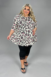 59 OR 26 PLS-A {Fond Of You} Beige/Pink Animal Print Top EXTENDED PLUS SIZE 3X 4X 5X