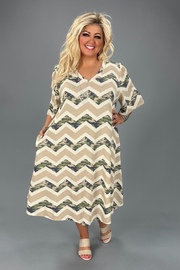 12 PSS-I {Calm And Cool} SALE!! Beige Camo Chevron Print Dress EXTENDED PLUS SIZE 3X 4X 5X