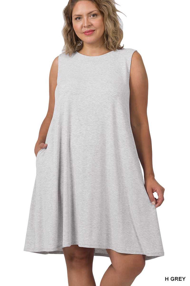 24 SV-N {Simply Charming} Heather Grey Sleeveless Dress PLUS SIZE 1X 2X 3X