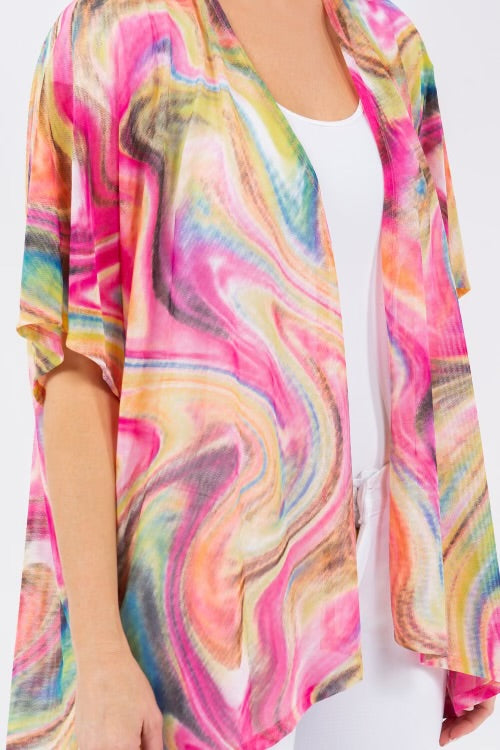 90 OT {Whirlwind Days} Rainbow Print Kimono PLUS SIZE 1X/2X  2X/3X