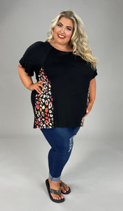 33 CP-J {Touch of Spots} Black Multi Animal Contrast Top PLUS SIZE 1X 2X 3X***SALE***