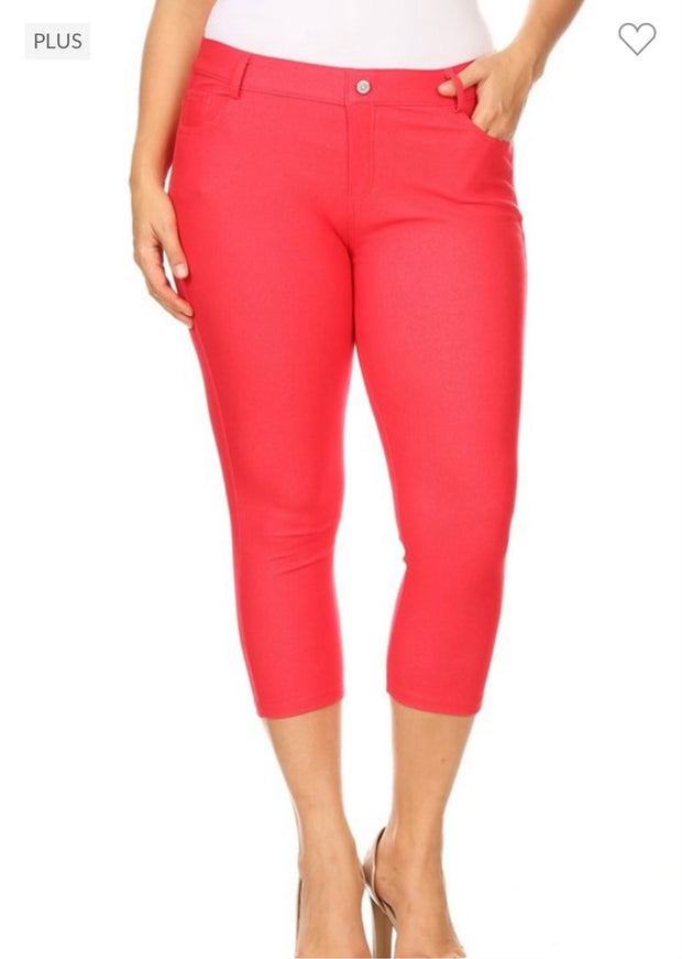 LEG {Red Revolution} Cherry Red Capri Length Jeggings