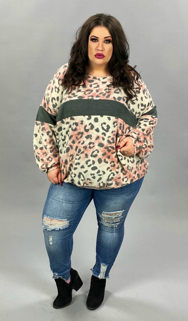 37 CP-I {Secret Path} Blush Grey Leopard Top PLUS SIZE XL 2X 3X