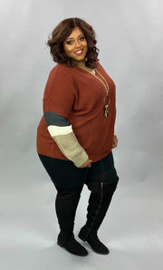 23 CP-O {The Days} Rust  Colored Sleeve Sweater PLUS SIZE XL 2X 3X