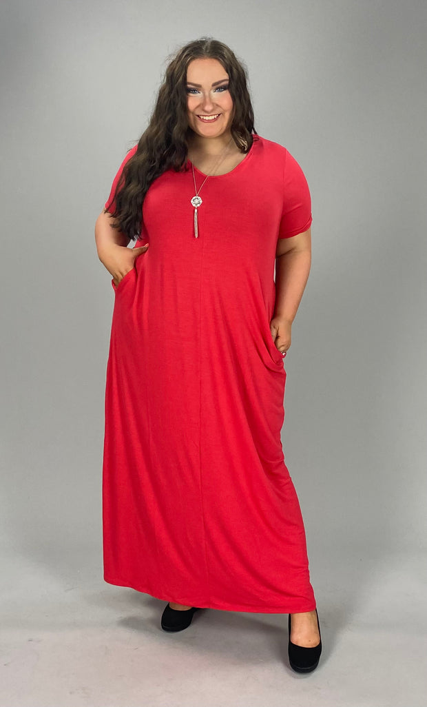 LD-O/P {Evolving Love} RUBY RED V-Neck Maxi Dress PLUS SIZE 1X 2X 3X