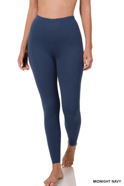 LEG-25 {Pursuit Of Comfort} Navy Full Length Leggings EXTENDED PLUS SIZE3X/5X