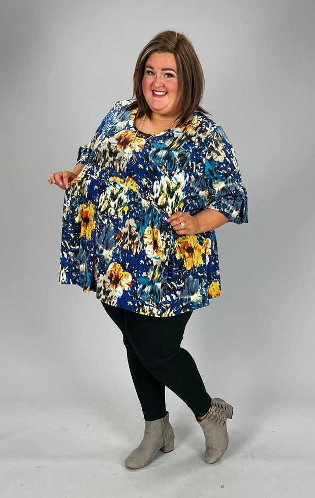 30 PQ-Q {Royal Rhymes} Royal Blue Babydoll Top EXTENDED PLUS SIZE 3X 4X 5X