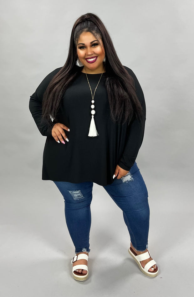 95 SLS-A {Like A Record} Black  Long Sleeve Top PLUS SIZE 1X 2X 3X SALE!!!!