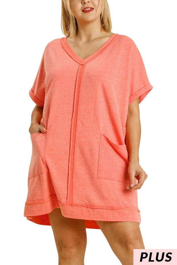 77 SSS-A {Daytime Glow} UMGEE Sale! Coral Tunic W/Pockets PLUS SIZE XL 1X 2X