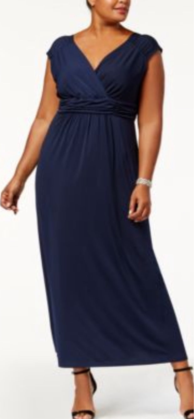 LD-D M-109 {NY Collection} Navy Empire Maxi Dress Retail €70.00 PLUS SIZE 1X 2X