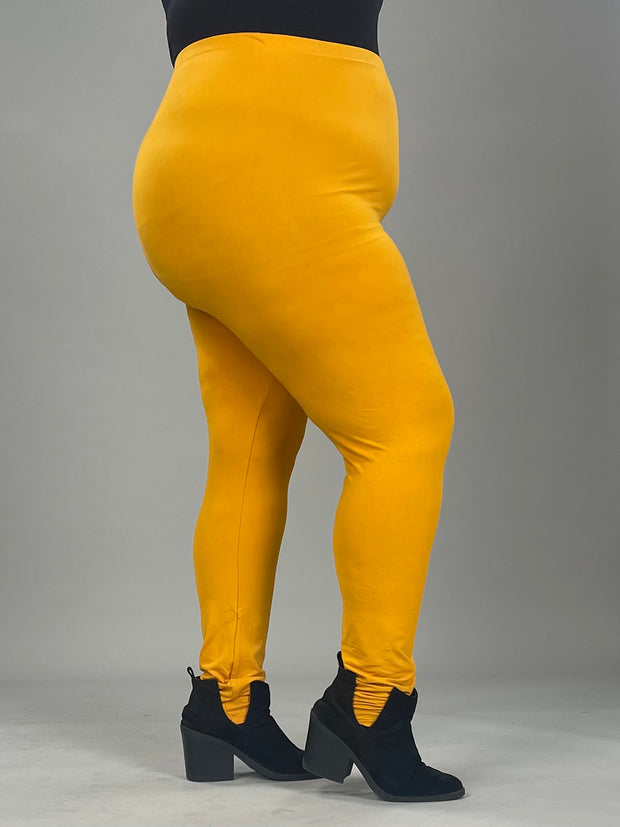 LEG-25 {Pursuit Of Comfort} Mustard Full Length Leggings EXTENDED PLUS SIZE 3X/5X