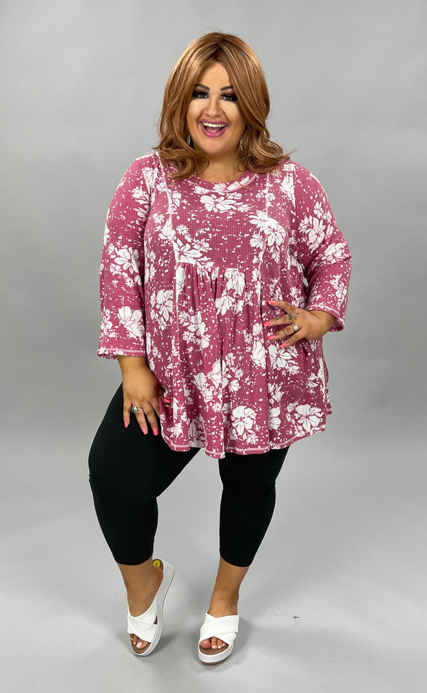 89 PSS-C {Get Up Be You} Wine Floral Print Top EXTENDED PLUS SIZE 4X 5X 6X***SALE***