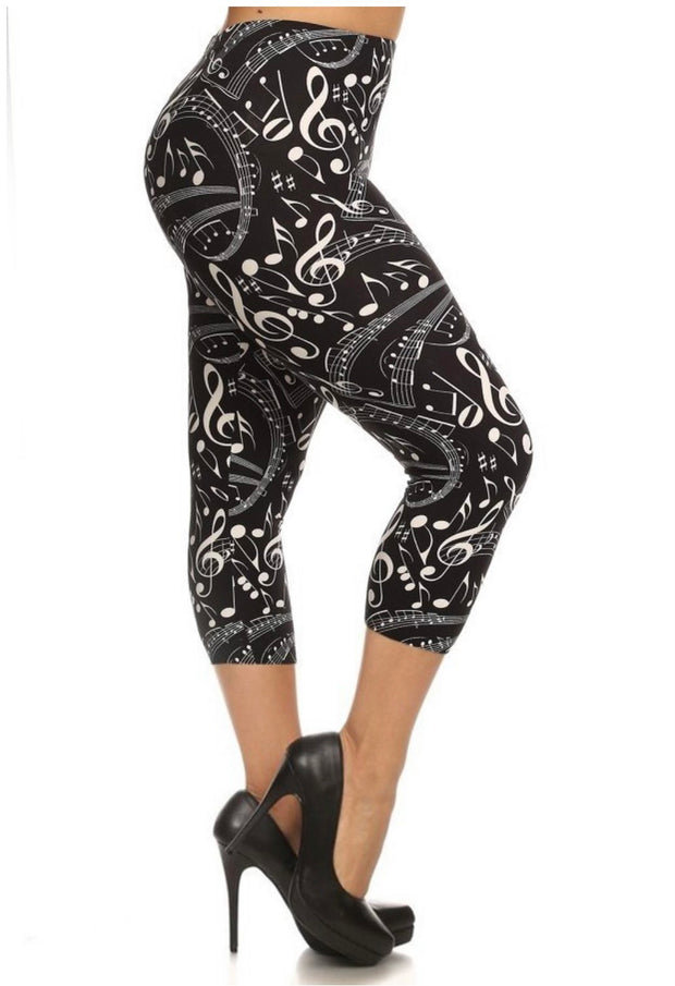 LEG-3- {Peak Condition) Black Music Butter Soft Capri Leggings Plus Size