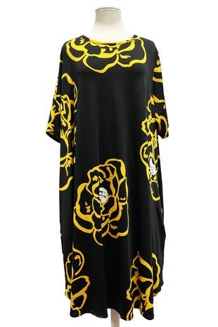 99 PSS-R {Blissful Beginnings}  SALE!! Black Lg. Floral Print Dress EXTENDED PLUS SIZE 4X 5X 6X