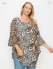 71 PQ-Z {Blissful Babe} Brown Leopard Print Tunic CURVY BRAND!!! EXTENDED PLUS SIZE 4X 5X 6X
