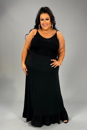 LD-R {My Best Choice} Black SALE!! Smocked Top Maxi Dress PLUS SIZE XL 2X 3X