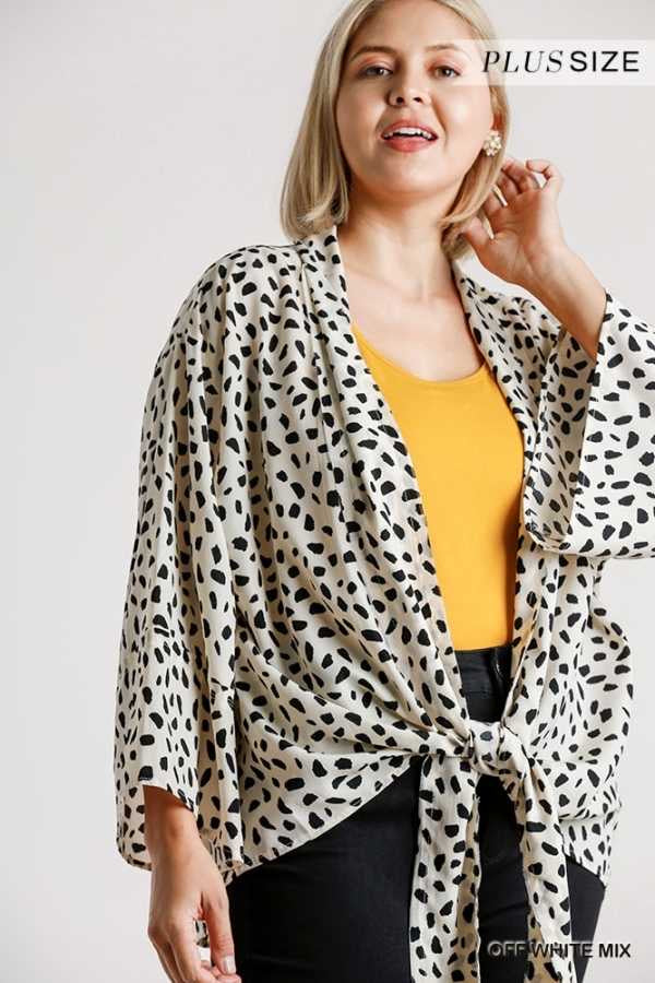 11 OT-H {Express It Out} Umgee  SALE!! Off White Print Cardigan PLUS SIZE XL/1X  1X/2X