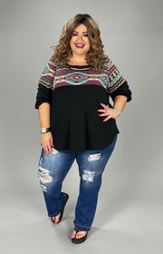 35 OR 56 CP-H {Western Charm} Magenta/Black Aztec Print Top SALE!! PLUS SIZE 1X 2X 3X