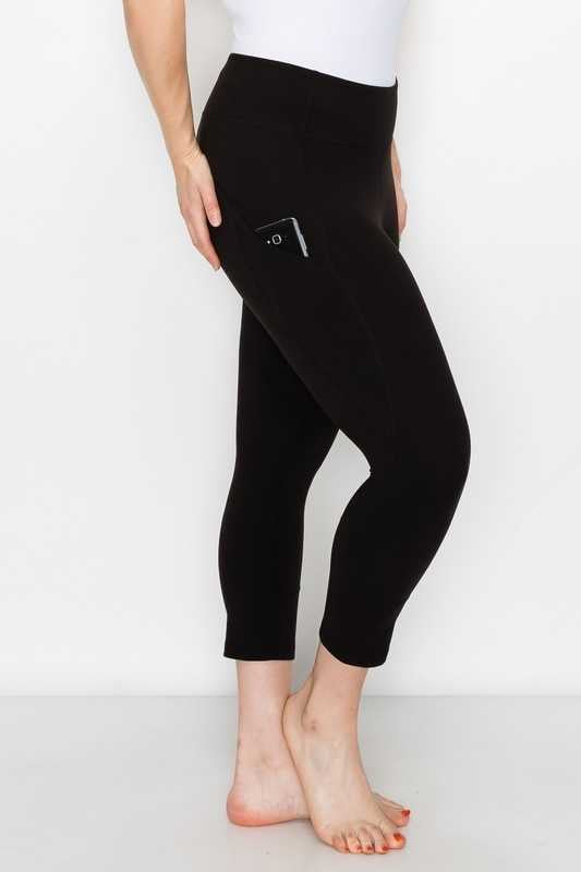 LEG-98   {Crunch Time} Black Yoga Capri Pants  PLUS SIZE 1X 2X 3X