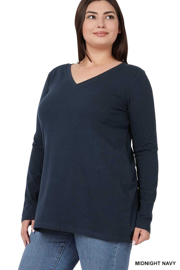 88 SLS-E {Keeping It Together} Dk. Navy V-Neck Top PLUS SIZE 1X 2X 3X