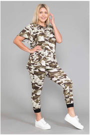 63 SET-G {Camo Fanatic} Camouflage Printed Lounge Wear EXTENDED PLUS SIZE 4X 5X 6X