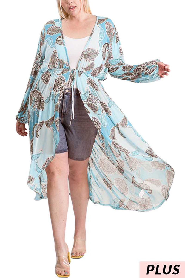 LD-N {Makes Me Happy} SALE!! Seafoam Paisley Print Duster PLUS SIZE XL 2X 3X