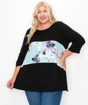 37 CP-Z {Always Together} Black/Mint Floral Top EXTENDED PLUS SIZE 3X 4X 5X