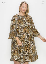 43 PSS-C {Wild Feelings} Brown Animal Print Dress PLUS SIZE 1X,2X,3X