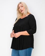 66 SQ-D {Special Moments} Black Babydoll Tunic EXTENDED PLUS SIZE 4X 5X 6X