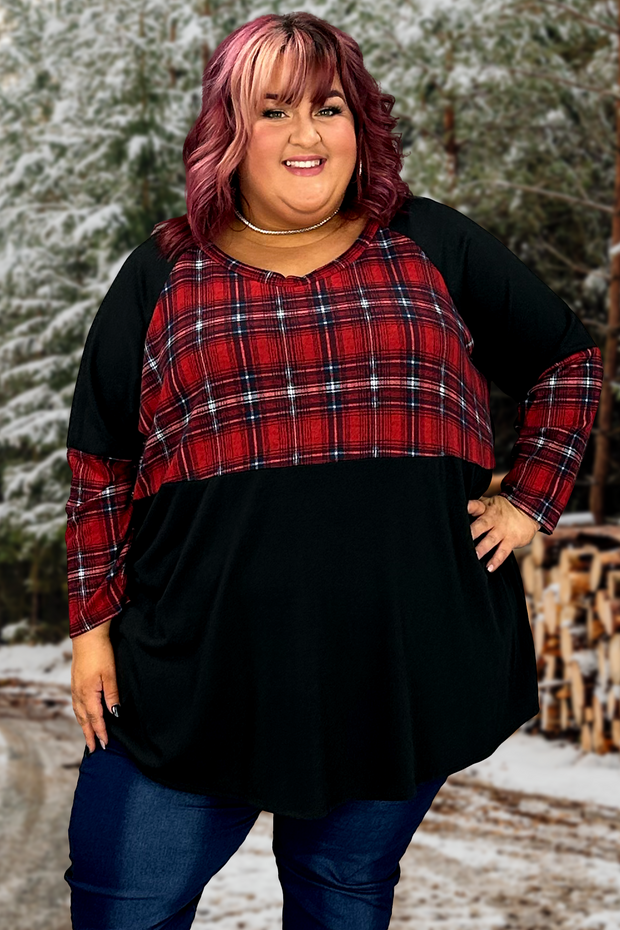 57 CP-Z {Just A Touch} ***FLASH SALE***Black/Red Plaid Tunic EXTENDED PLUS SIZE 4X 5X 6X
