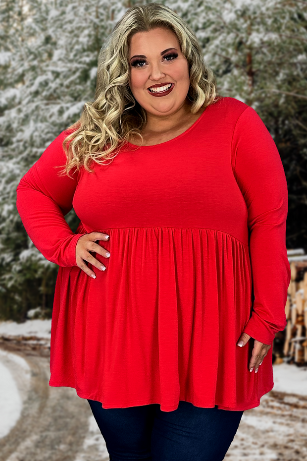 96 SLS-H {Keep It Going} Ruby Red Babydoll Hi/Low Top PLUS SIZE 1X 2X 3X