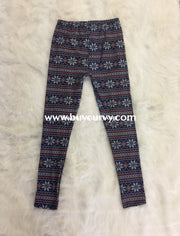 Leg/sss-Blueberry/frost Snowflake Printed Leggings