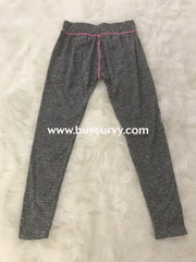 Leg/sss- Gray Two-Tone Athletic Leggings With Pink Lining Detail