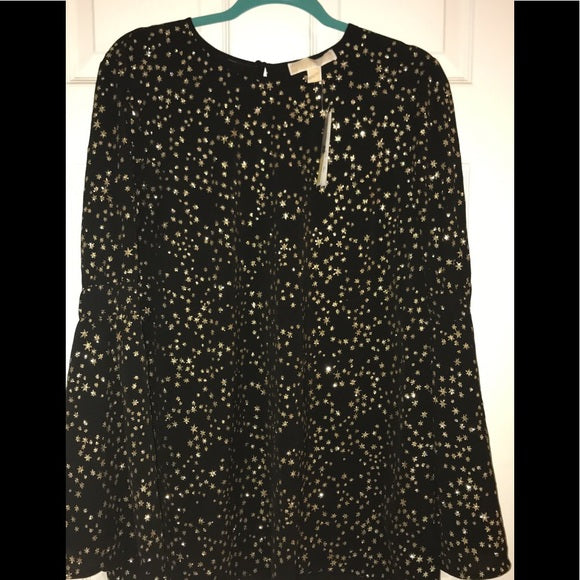 SD-A/M-109 {Michael Kors} Black/Gold Accent Top RETAIL €98.00 PLUS SIZE 3X