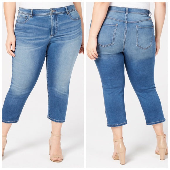 BT-X  M-109   {INC} Blue Cropped Skinny Jeans Retail €89.50 PLUS SIZE 22W