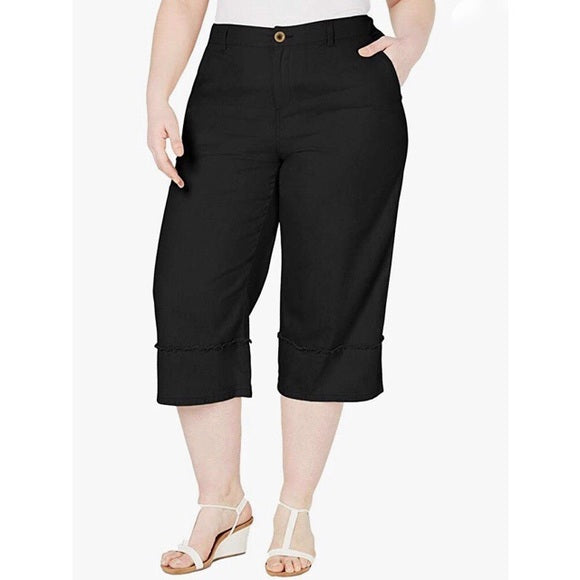 BT-M  M-109   {Style & Co.} Deep Black Crop Pants RETAIL $56.50   PLUS SIZE 16W 18W 22W 24W