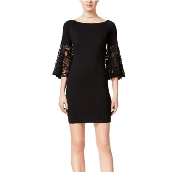 SD-A M-109  {Bar III} Black Lace Sleeve  Dress Retail €79.50 PLUS SIZE XXL ***FLASH SALE***