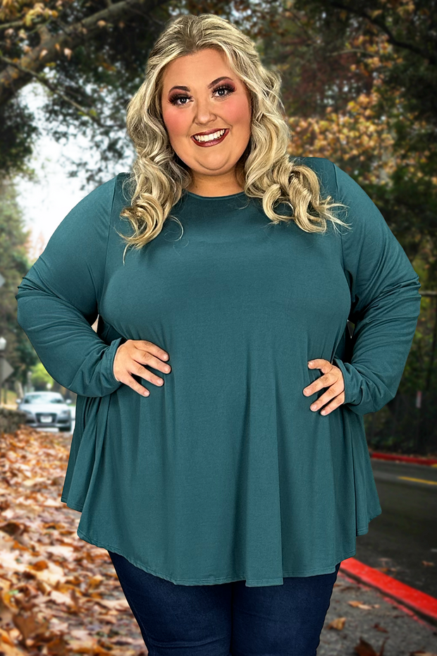 74 SLS-A {Making Life Easy} Teal Rounded Hem Tunic EXTENDED PLUS SIZE 3X 4X 5X