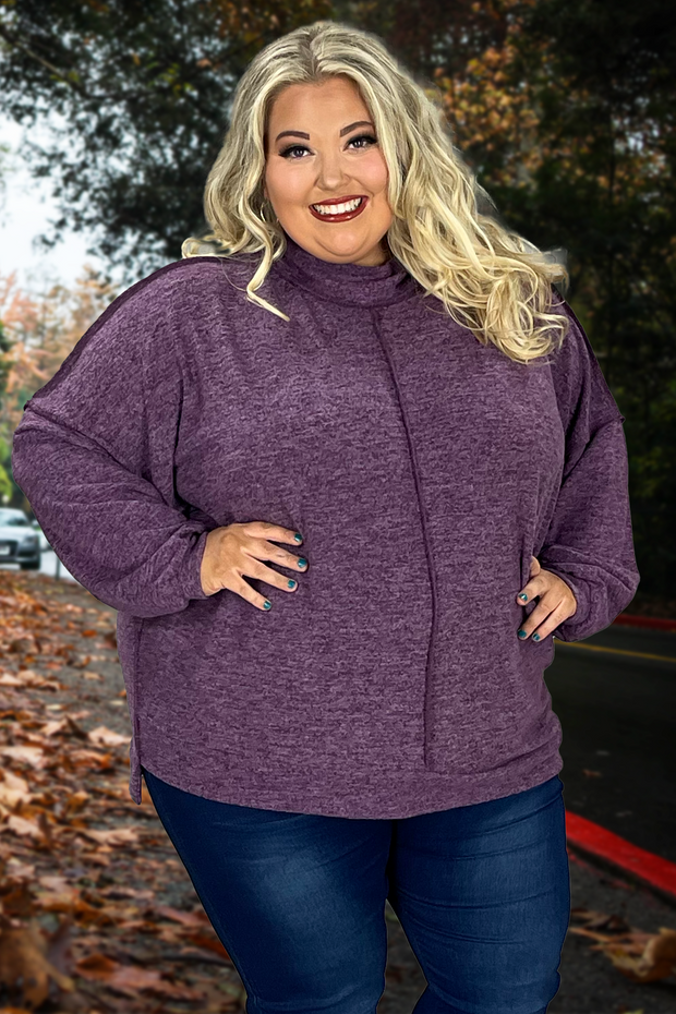 54 SLS-B {My Favorite Sweater} SALE!! Dark Plum Fleece Sweater PLUS SIZE 1X 2X 3X