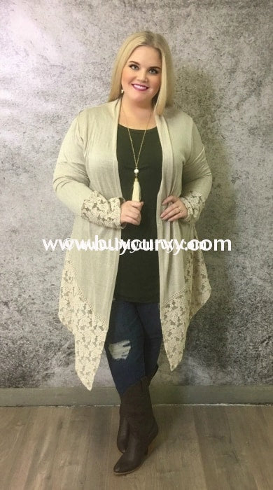 Ot-I Alabaster Cardigan With Lace/crochet Back Outerwear