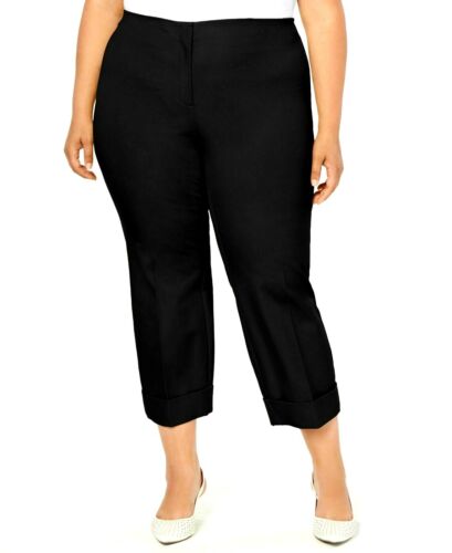 BT-Q M-109   {Alfani} Black Cuffed Ankle Pants Retail $84.50 PLUS SIZE 16W 18W 20W 24W