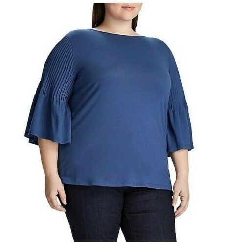 SQ-A  M-109   {Ralph Lauren} Blue Knit Top Retail €64.50 PLUS SIZE 1X