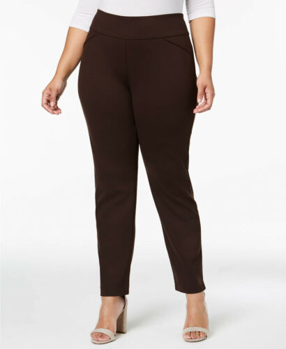 BT-G  M-109  {Charter Club} Brown Ponte-Knit Pants Retail 69.50 PLUS SIZE 24W