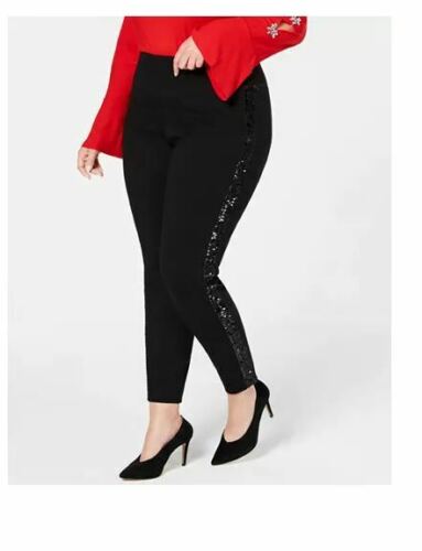 BT-J  M-109   {INC} Black Sequin Stripe Pants Retail €69.50 PLUS SIZE 24W